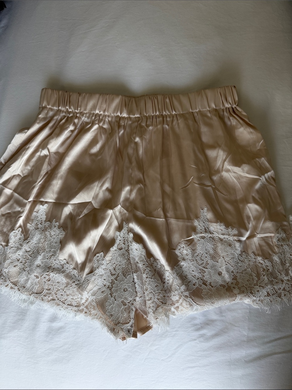 Silky Lace-Trim Sleep Shorts - Cream